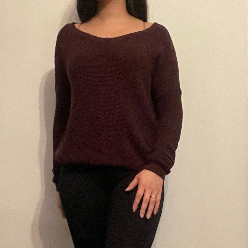 🍂 Streetwear Society Burgundy Knit Sweater – Women’s Small 🍂